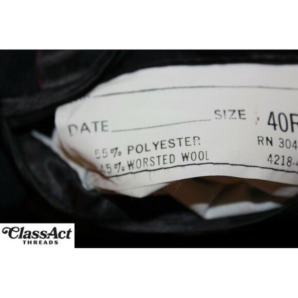 Stafford 2 Piece Suit Mens Blue Striped Wool Blend 2 Btn 40R Pleated Fronts 35"W - Picture 10 of 11